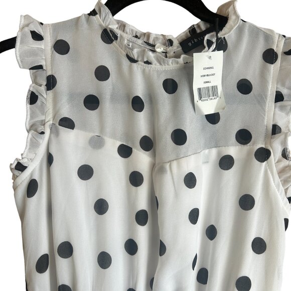 NWT GIBSONLOOK Ivory with Black Dots Dress Beautiful Extra Small XS - Picture 6 of 9